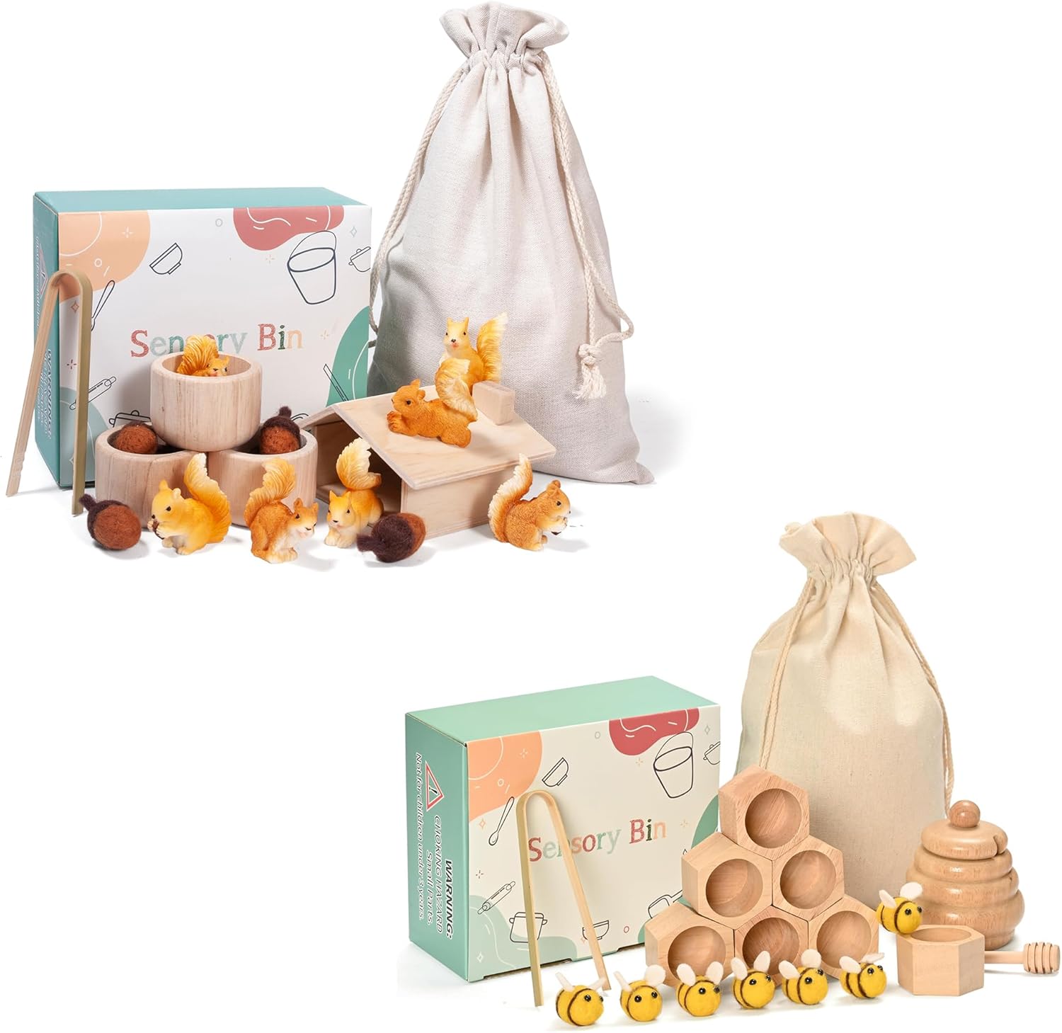 Sensory Bin Toys for Toddlers Montessori Toys, Waldorf Toys, Pretend Play Dish and Tongs- Fine Motor Learning Toys for Sensory Table Activities