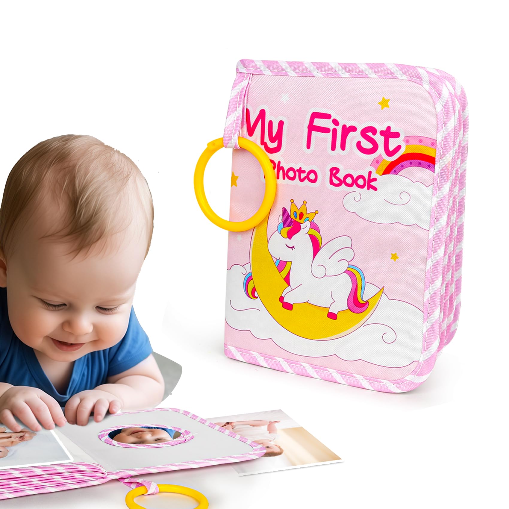 Baby First Family Photo Album Memory Book for Boys & Girls,My First Family Album with Mirror for Baby Kids Toddlers Family 4x6 Pictures-Perfect Gifts for Baby Shower Newborns Family Photos-image-40