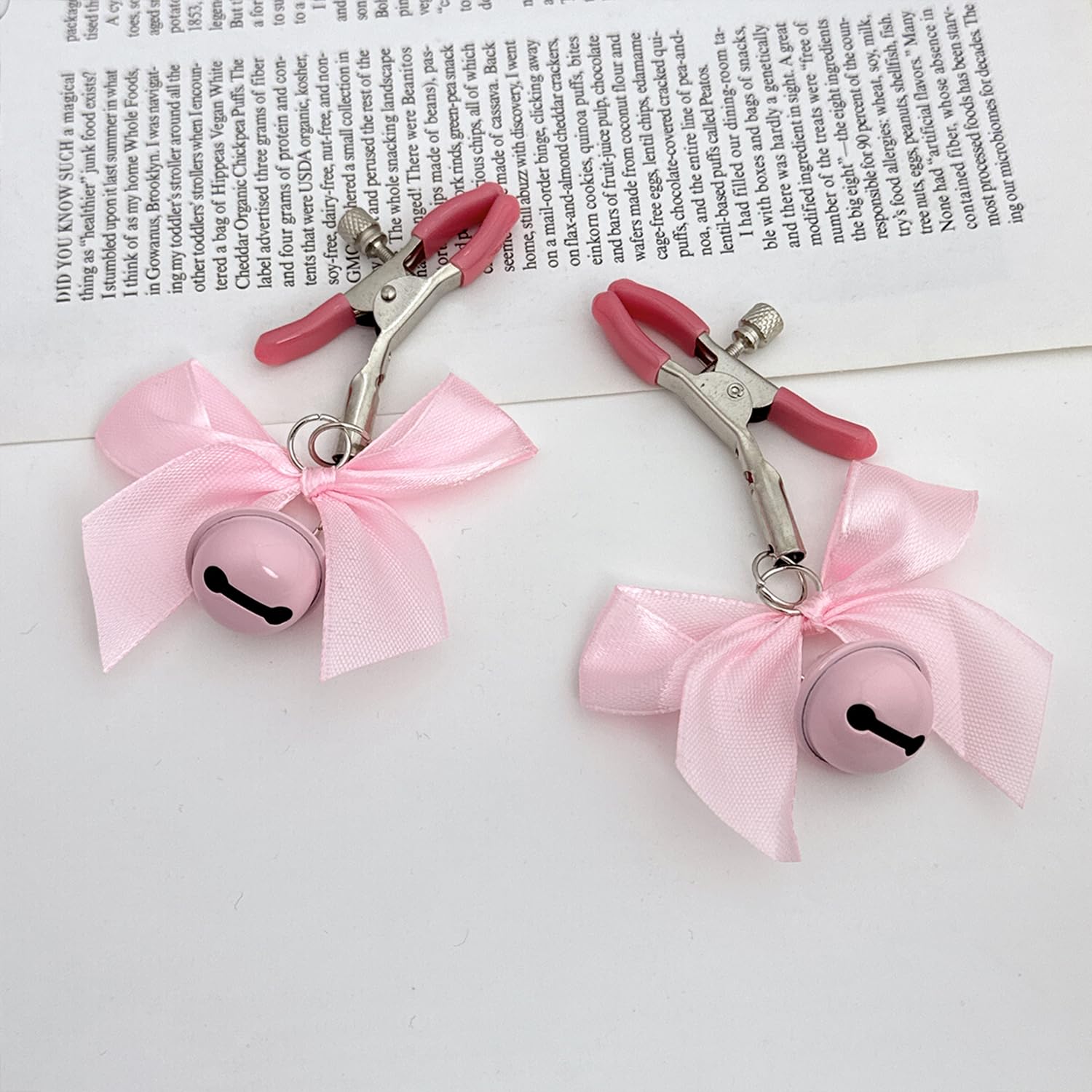 Body Clamps Adjustable Pressure Body Clips Stainless Steel Body Ring with Bowknot and Bells Body Clamps Non Piercing Body Jewelry Faux Body Jewelry