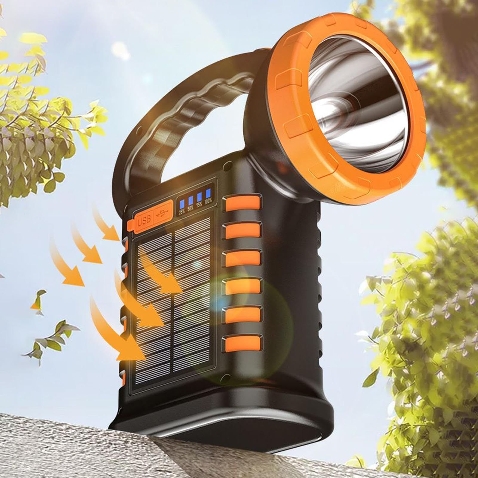 Lampa robocza do ładowania, zasilana energią słoneczną latarka LED z 3 trybami, 20 x 8,78 x 3,54 cala, bateria 4000 mAh, wodoodporne, wielofunkcyjne jasne światło na kemping, do warsztatu