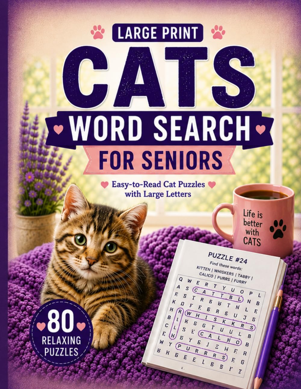 LARGE PRINT CATS WORD SEARCH FOR SENIORS: Easy-to-Read Cat Puzzles with Large Letters (Evergreen Large Print Puzzles For Seniors)