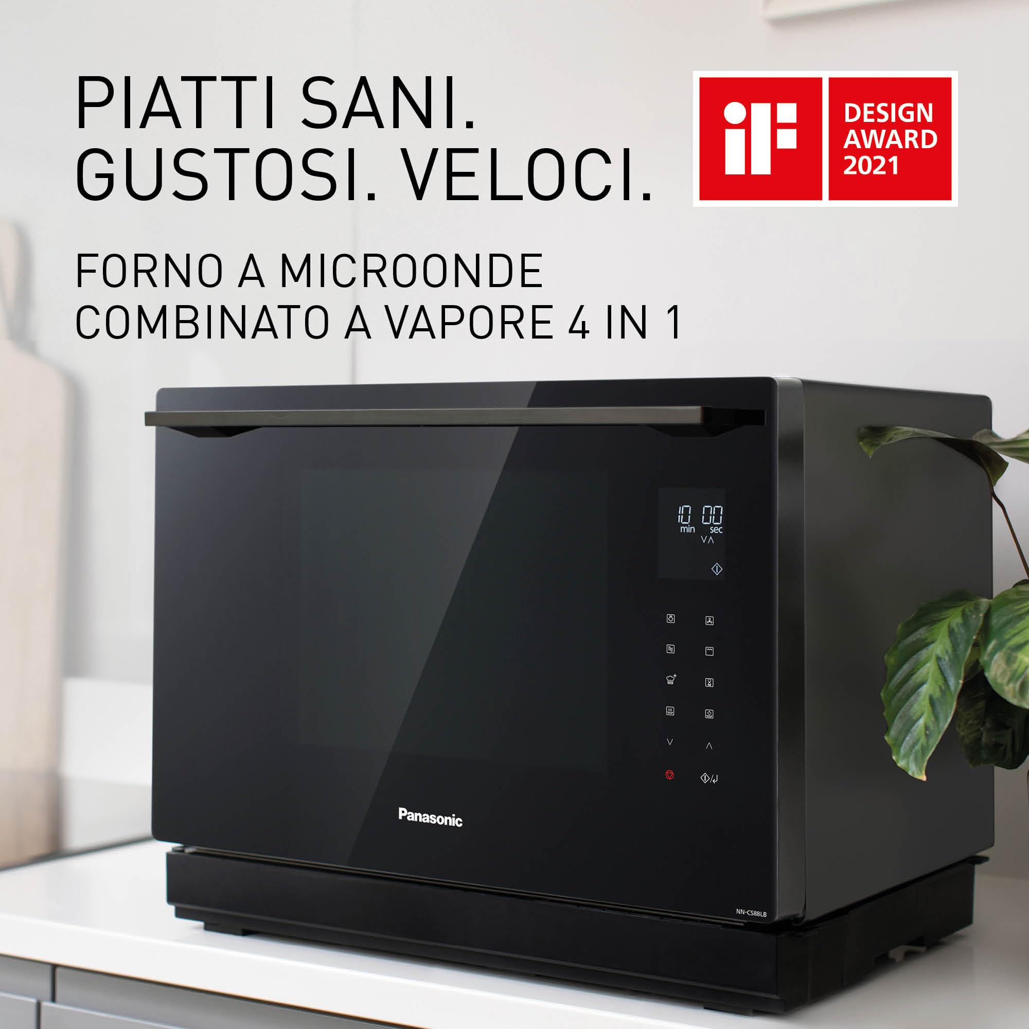 Panasonic NN-CS88LBEPG Forno Microonde 4-in-1 Combinazione Vapore e Grill, 31 Litri,1000W, Cottura a Doppio Livello, Sensore Genius, 36 Programmi Automatici, Design Compatto, Canna di fucile