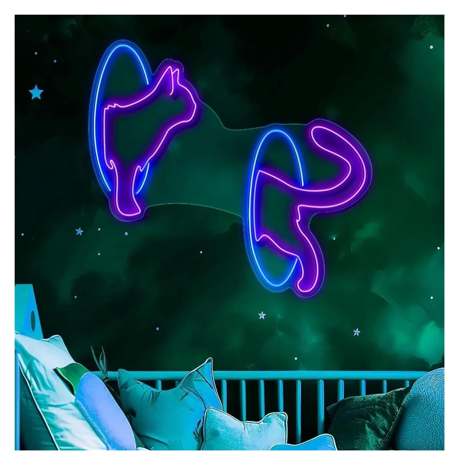 Décor Mural Lumière Lumières Néon Pour Animaux De Compagnie, Luminosité Réglable Adaptées À La Décoration D'animalerie Panneau Néon Pour Chat Alimenté Par USB(60cm)