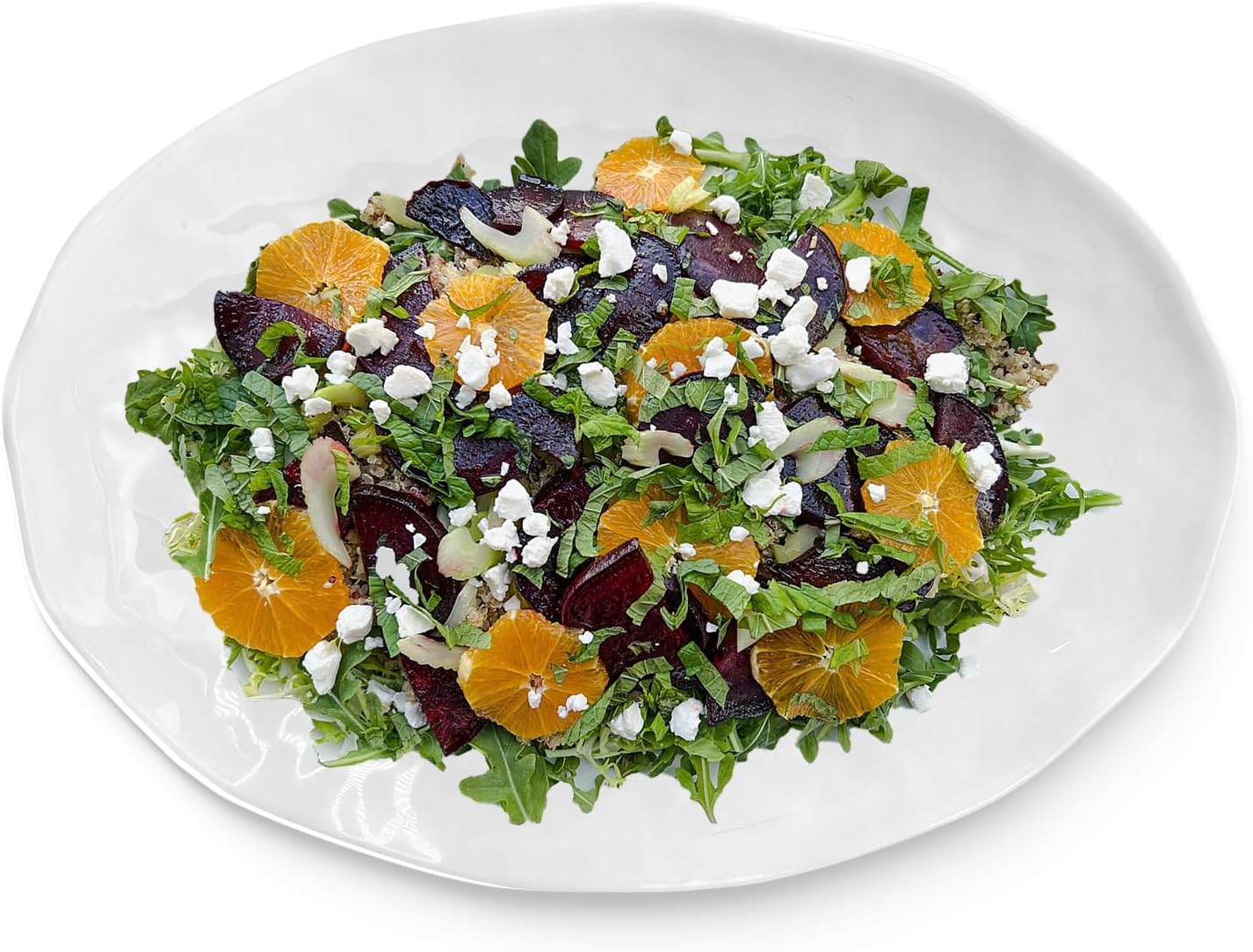 Yalin Oval Large Serving Platter, 16 Inch Melamine Serving Tray, Great for Restaurant, Steak, Salad and Everyday, Set of 2 White Dinner Plates - Image 6