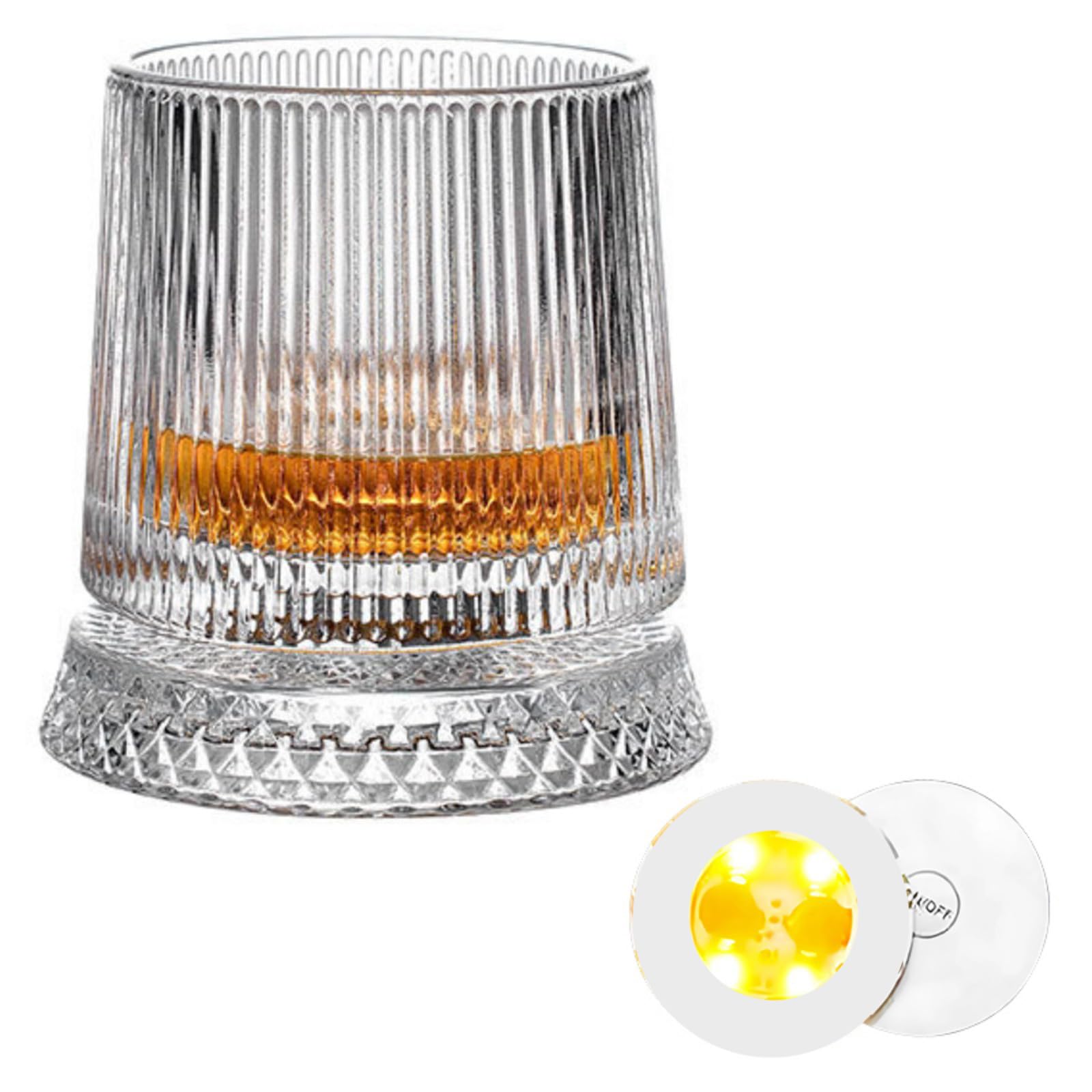 Oxxggkao Multiple Texture Clear Rotating Whiskeys Cup for Entertainment and Stress Relief Safe Crystal Glassware Gift Elegant Whiskeys Glass