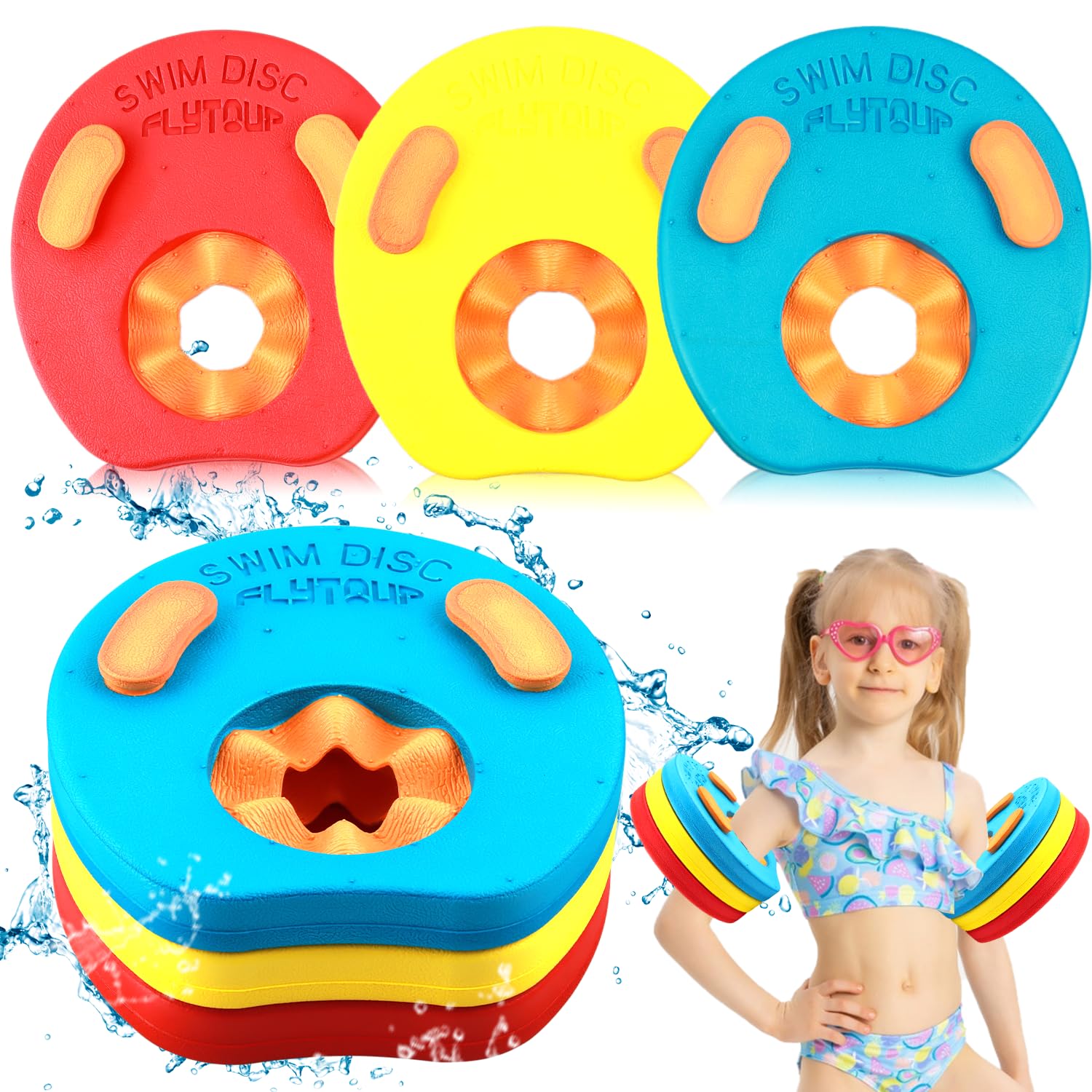 6PCS Manguitos de Flotador de Natación Niños Discos Desmontables, Discos Flotantes Hechos de Espuma EVA, Infantil Conjunto de Piscina de Anillo de Brazo de Natación, para Niños de 3 a 8 Años