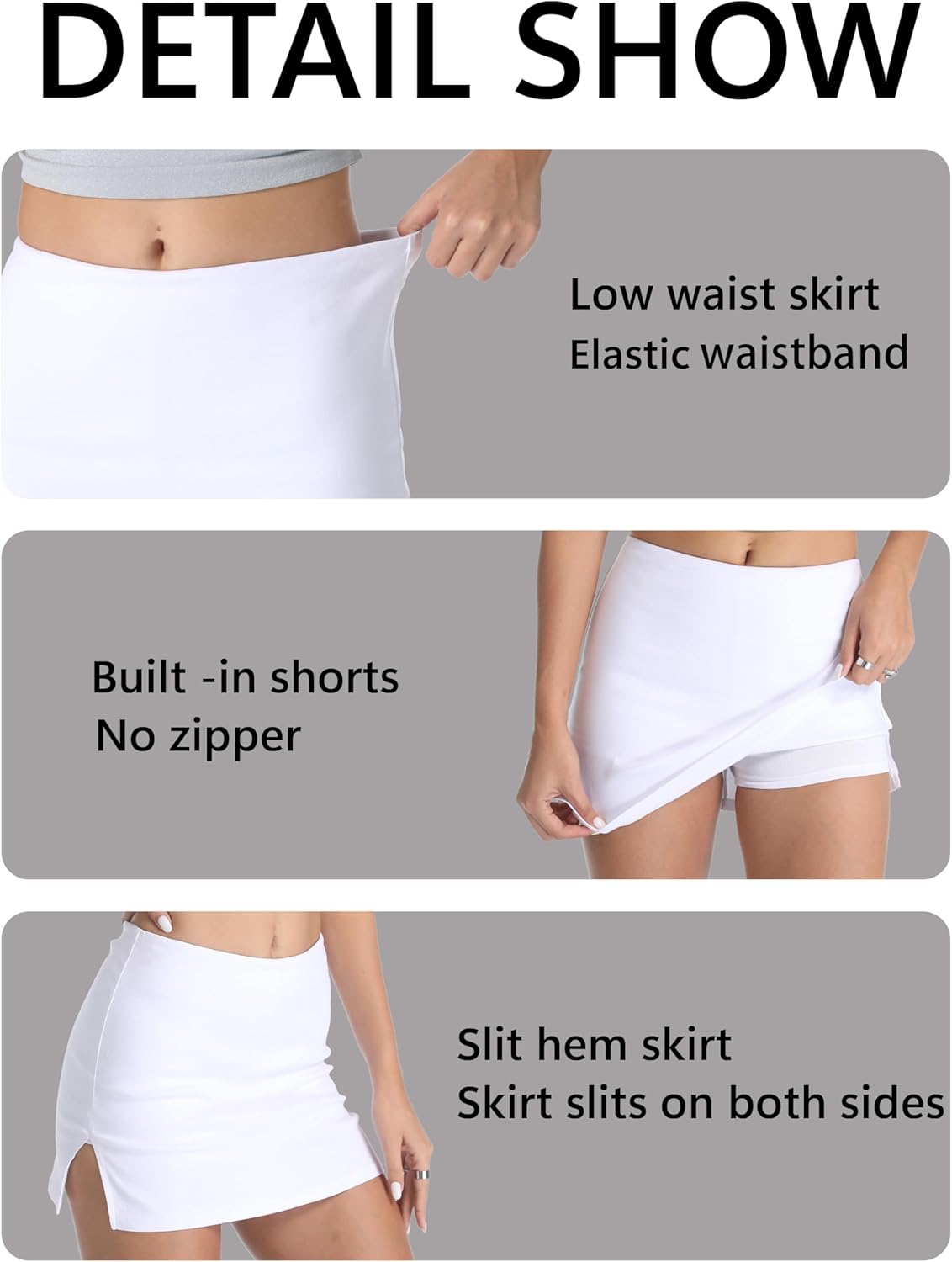 Women's Mini Skirt Mid Rise Stretchy Side Slit Bodycon Skorts with Shorts Daily Going Out Outfits - Image 6