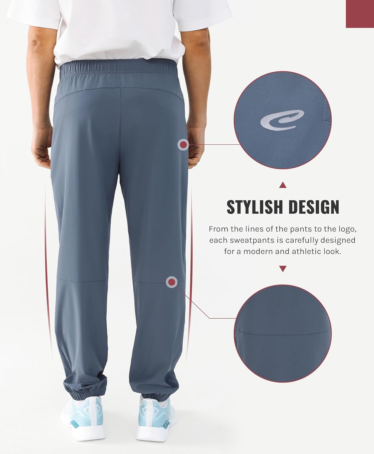 Cosmolle Men's Jogger Pants Lightweight Workout Running Tapered Joggers for Men with Zipper Pockets for Travel Casual - Image 4