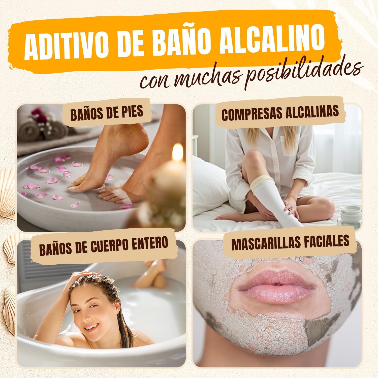 Sales de baño alcalinas, 2.4 kg con arcilla blanca; polvo alcalino | con arcilla de Francia; Dermatest: puntuación MUY BUENO