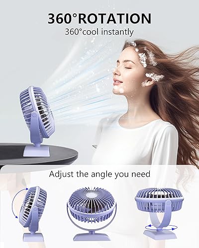 Miniatura 4 de Ventilador de escritorio USB, mini ventilador pero potente, ventilador USB portátil con 3 velocidades, ventilador personal de mesa silenciosa,
