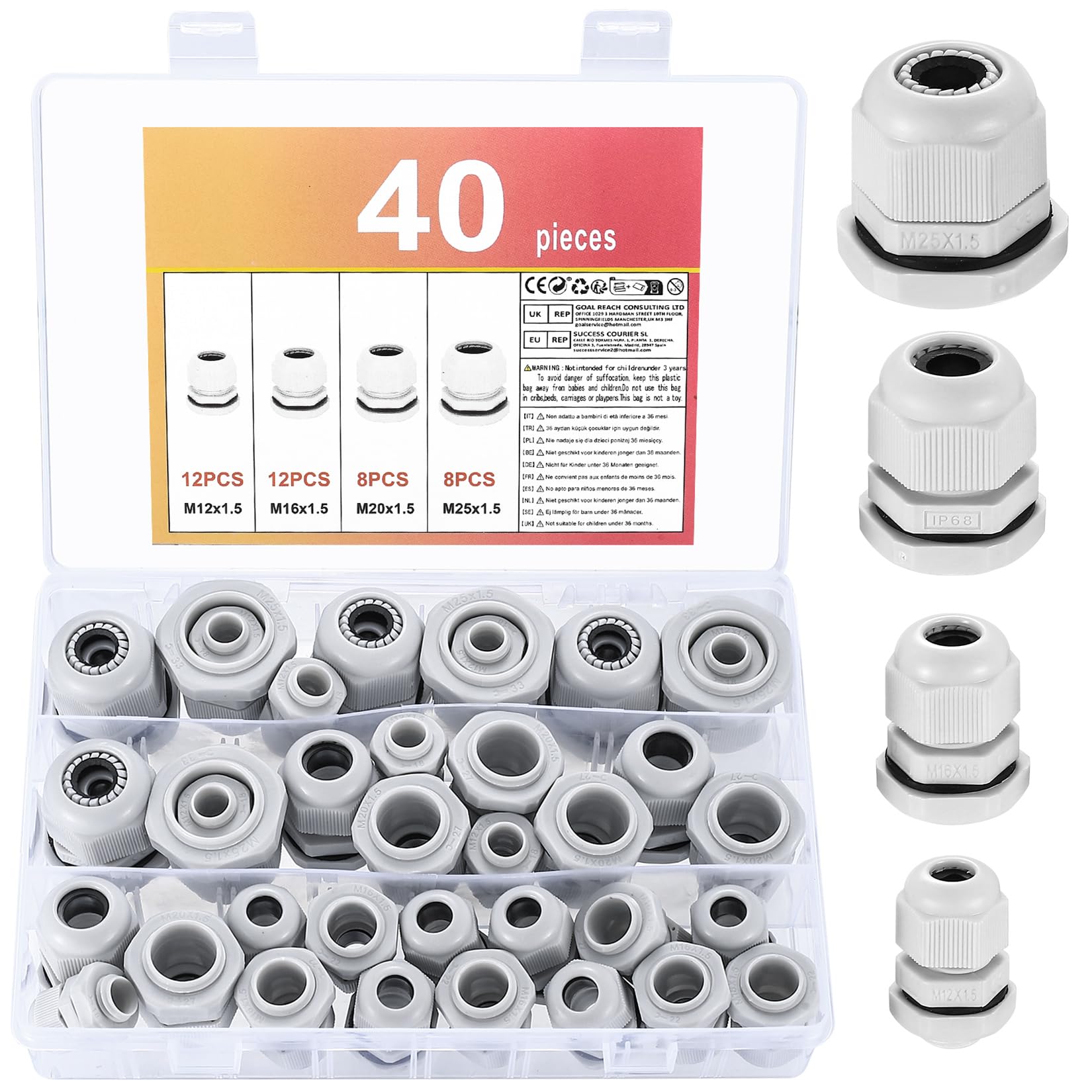 HAKOTOM 50Pcs Presse-étoupes Noir, presse-étoupe étanche de prévention