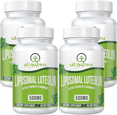 Luteolina liposomal de 500 MG, absorción máxima, flavonoide potente, 240 cápsulas blandas, suplemento de luteolina, sin OMG, sin gluten