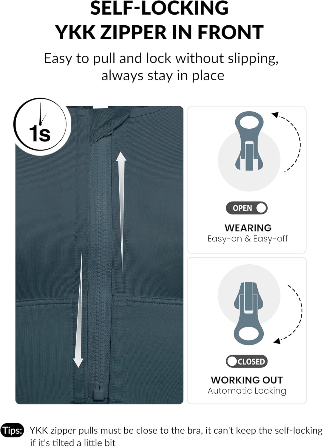 Yvette Womens Sports Bras High Impact Front Zipper Sports Bra for Large Bust Full Support Racerback Workout Running - Image 4