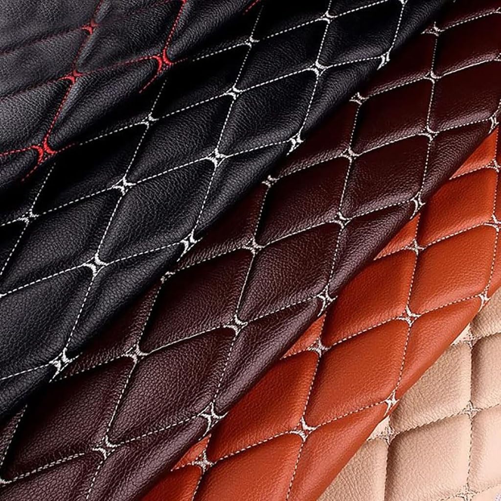 Faux Leather Fabric Quilted Diamond Stitch Padded Cushion Linen Wadding Interior Vehicle Upholstery(Marquat,1.6X10m)