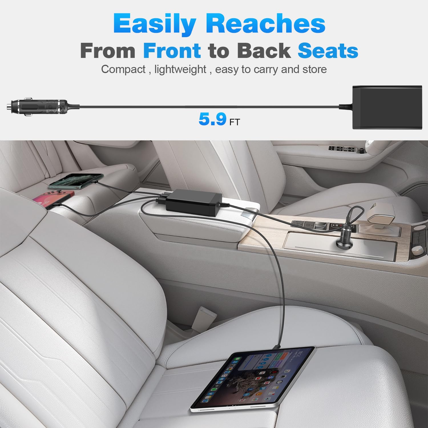 KFD 156W Ladestation 140W USB C Auto Ladegerät Zigarettenanzünder KFZ Netzteil für MacBook Air 13" 15" M4 2025 2024 Pro 16" 14" Surface Book 3 DC 12V-24V Laptop PKW PD3,1 Multi-Port-Laden Car Charger