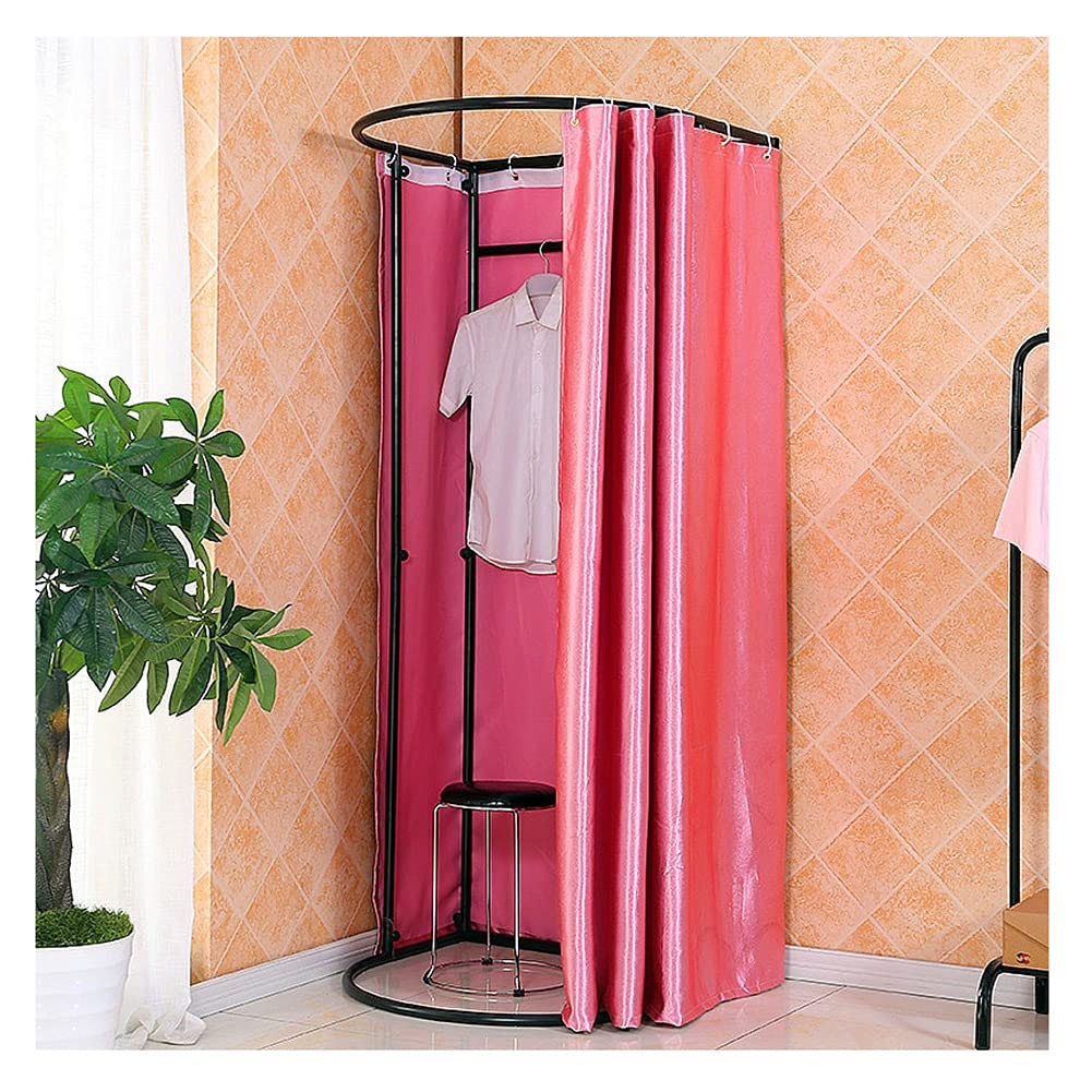 SHIJINHAO Clothing Store Fitting Room, Mobile Track Privacy Protection Cloakroom, Outdoor Shelter Partition Changing Room for Large Shopping Malls, Boutiques (Color : Pink, Size : 88x82x200cm)
