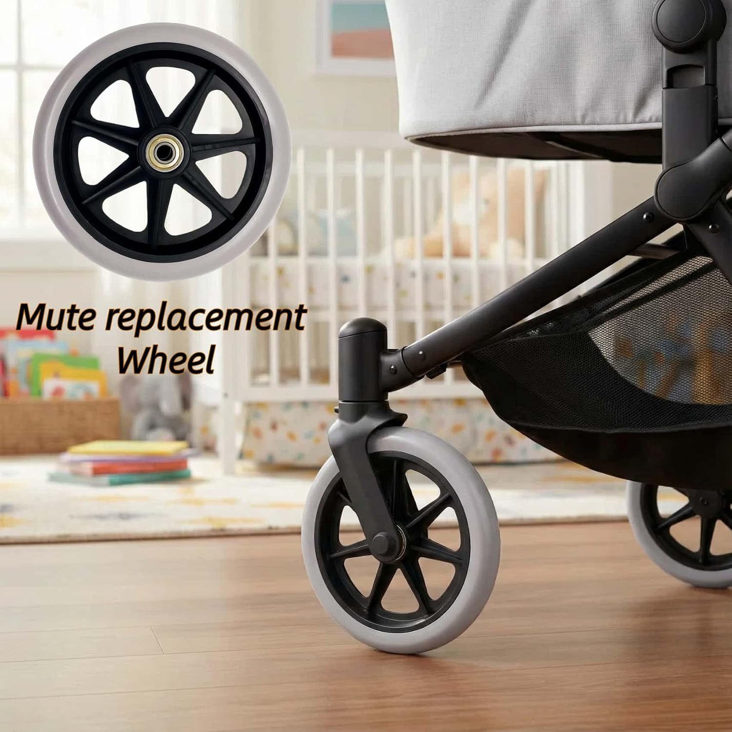 2Pcs 6 Inch Greyish Wheels for Walker - Universal Hard Narrow Rubber Walker Wheels Replacement, Fit Drive Rollator & Wheelchair Wheel, All-Floor Safe Rolling, Essential Walker Accessories