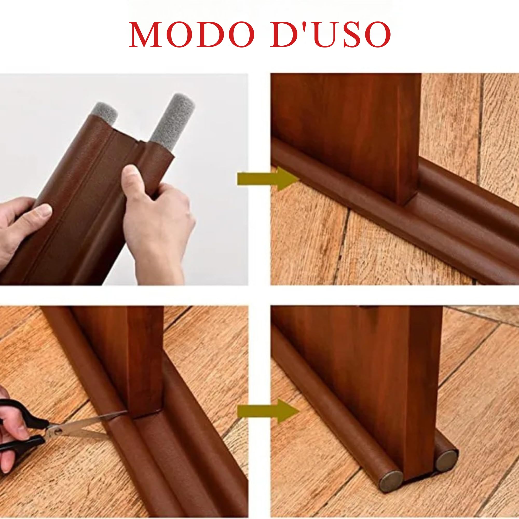 Paraspifferi Sottoporta 96 cm – Paraspifferi Porta Compatibile fino a 5 cm – Isolante Termico per Freddo e Aria, Antispifferi, Guarnizione Porta Interna ed Esterna,per Risparmio Energetico, Nero