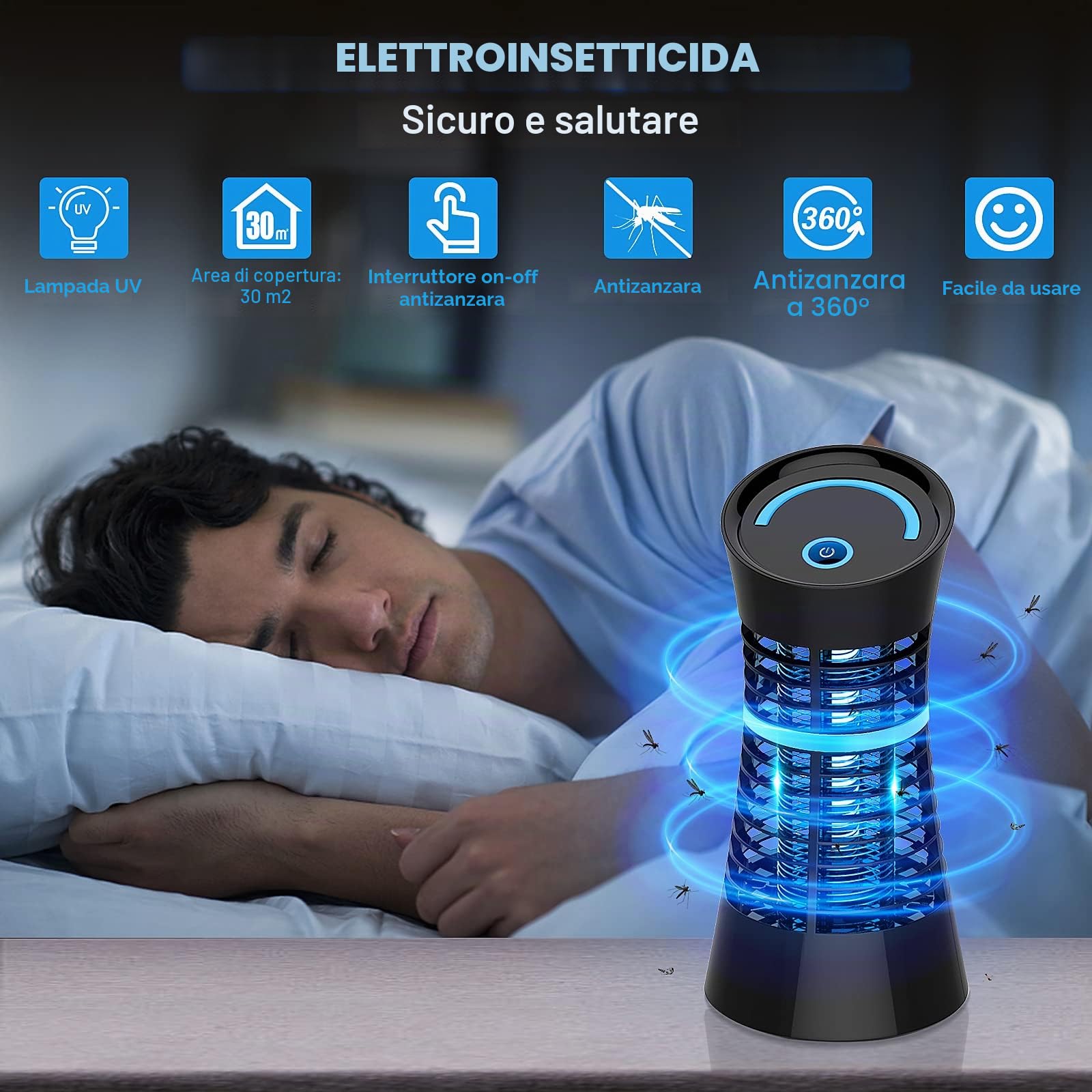 Lampada Antizanzare Elettrica - Ammazza Mosche 4W UV Professionale, Sterminatore di Insetti, Moscerini e Tarme per Interno (Casa, Cucina, Camera da Letto), Esterno e Veranda