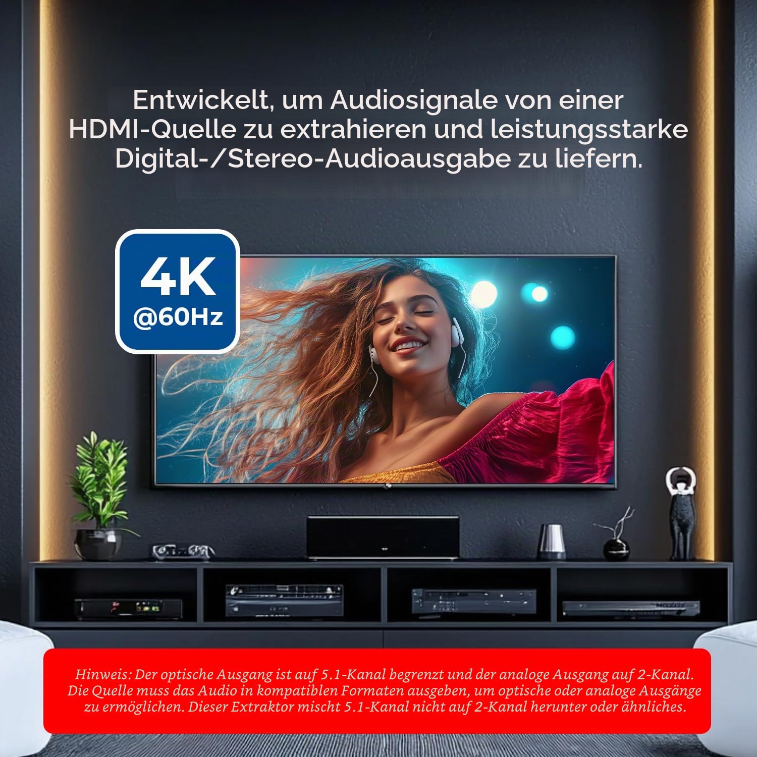 OREI 4K Audio Extractor HDMI UltraHD 4K @ 60Hz 18G HDMI 2.0 Audio Converter SPDIF + 3.5mm Ausgang HDCP 2.2 - Dolby Digital/DTS Passthrough CEC, HDR, Dolby Vision, HDR10 Unterstützung (HDA-912)