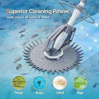 Vista 2 de VINGLI - Aspiradora de piscina automática, barredora de piscina para natación, aspirador de bichos espeluznantes con mangueras de 33 pies