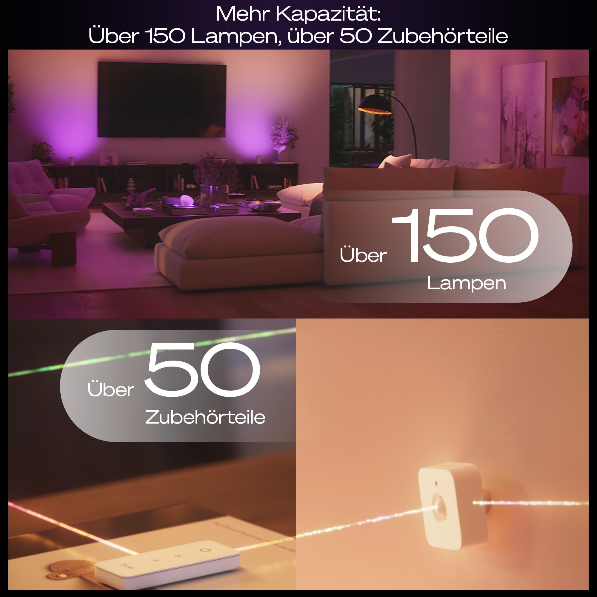 Philips Hue Bridge Pro Smart Home Hub Kabellos Lichtsteuerung 150+ Lampen 50+ Zubehörteile Apple Home Alexa Google Assistant Samsung SmartThings