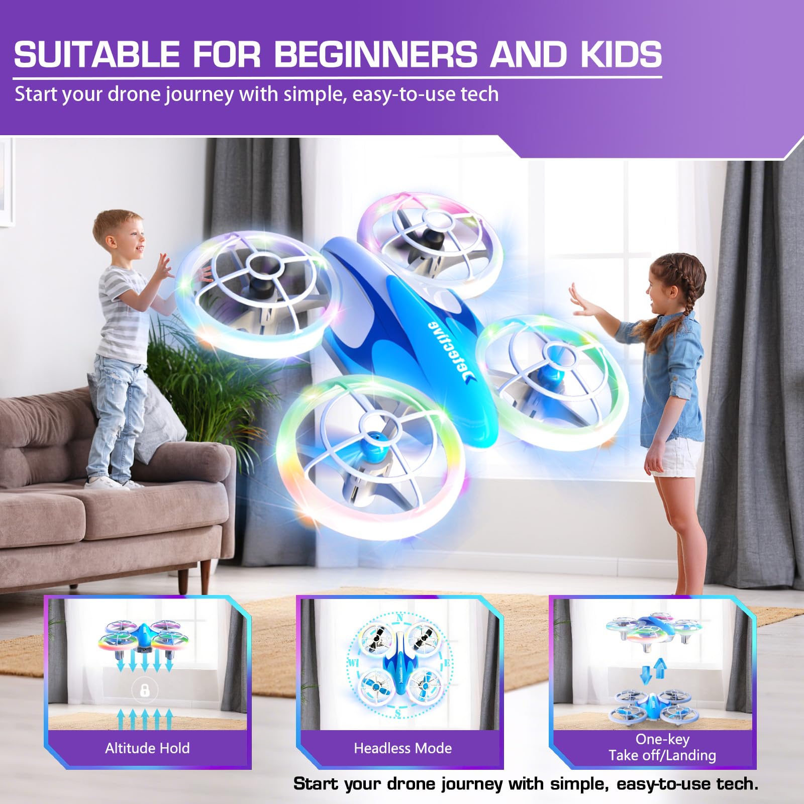 Indoor Drone ATOYX Mini Drone For Kids With LED Lights, Indoor