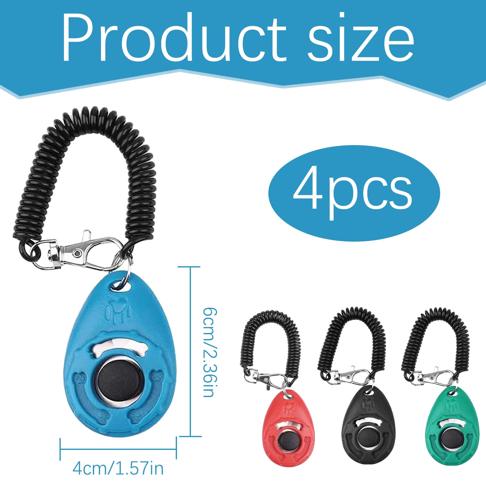 4 PCS Clicker de Chien,Clickers pour Chien,Clicker de Dressage pour Animaux de Compagnie avec Dragonne,Clickers de éducation Formation,Professionnel Clicker Chien Dressage pour Chien,Chat,Cheval.