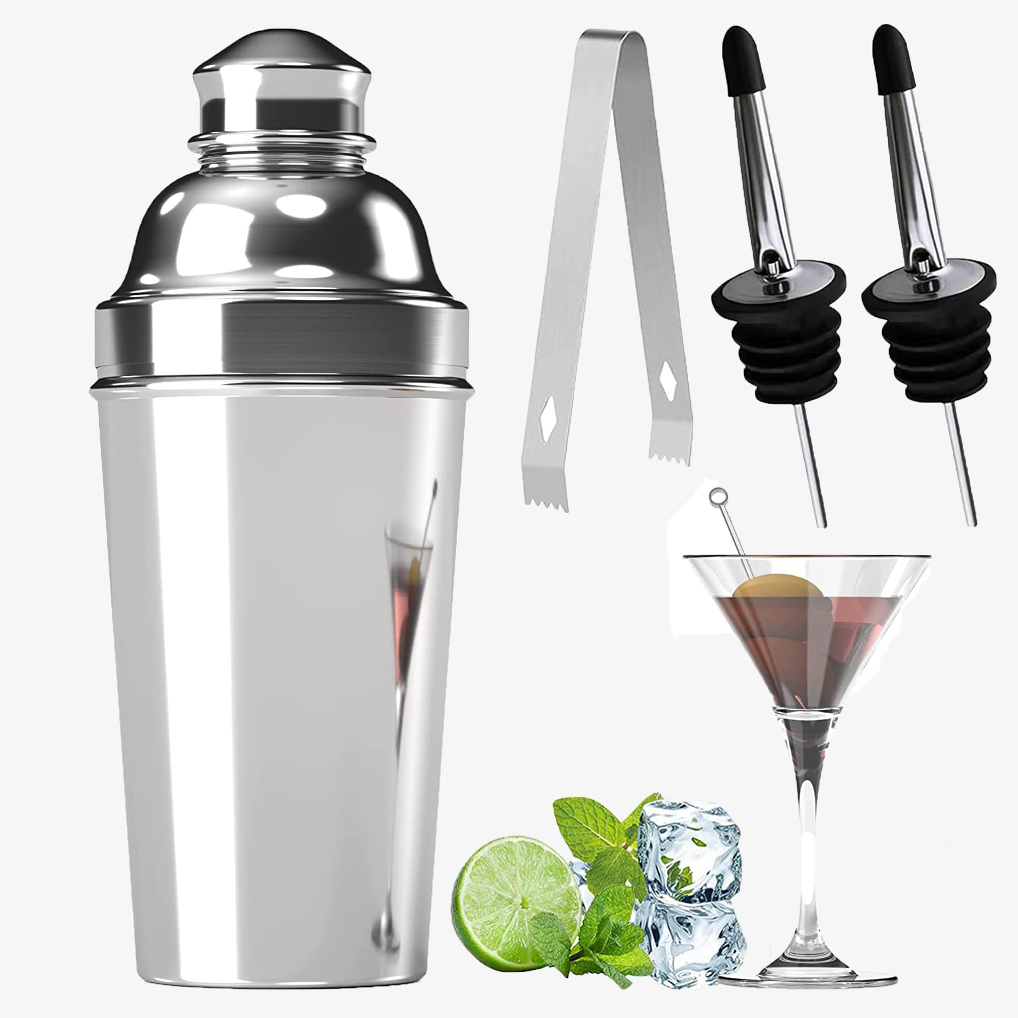 Coctelera de acero inoxidable extragrande de 1,8 l y 304, color plateado