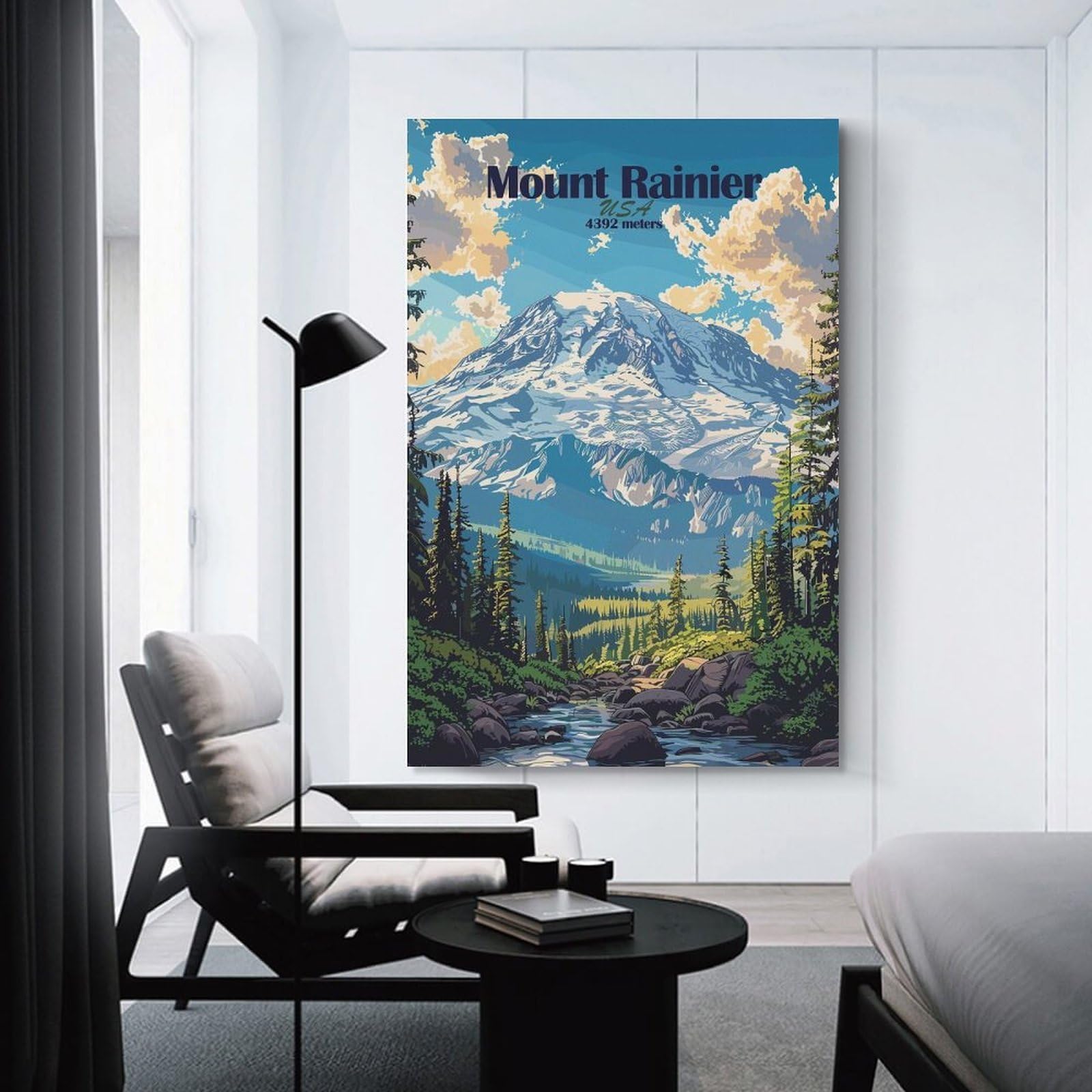 Junmoney Mount Rainier National Park Decorative Wall Artwork 24x36inch(60x90cm), for Entrance Spaces, Stair Walls Or Halls, A Stylish Accent for Home Entrances