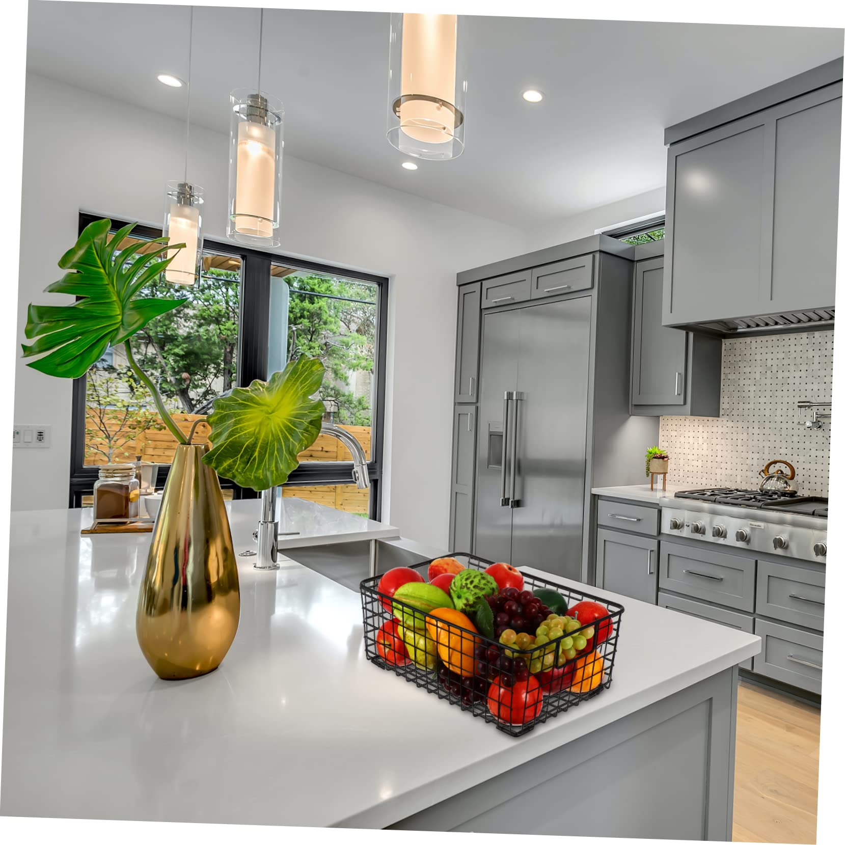 Cesto in Ferro Nero Design Semplice e Artigianato Delicato Porta Frutta e Snack per Organizzazione Cucina e Regalo Housewarming