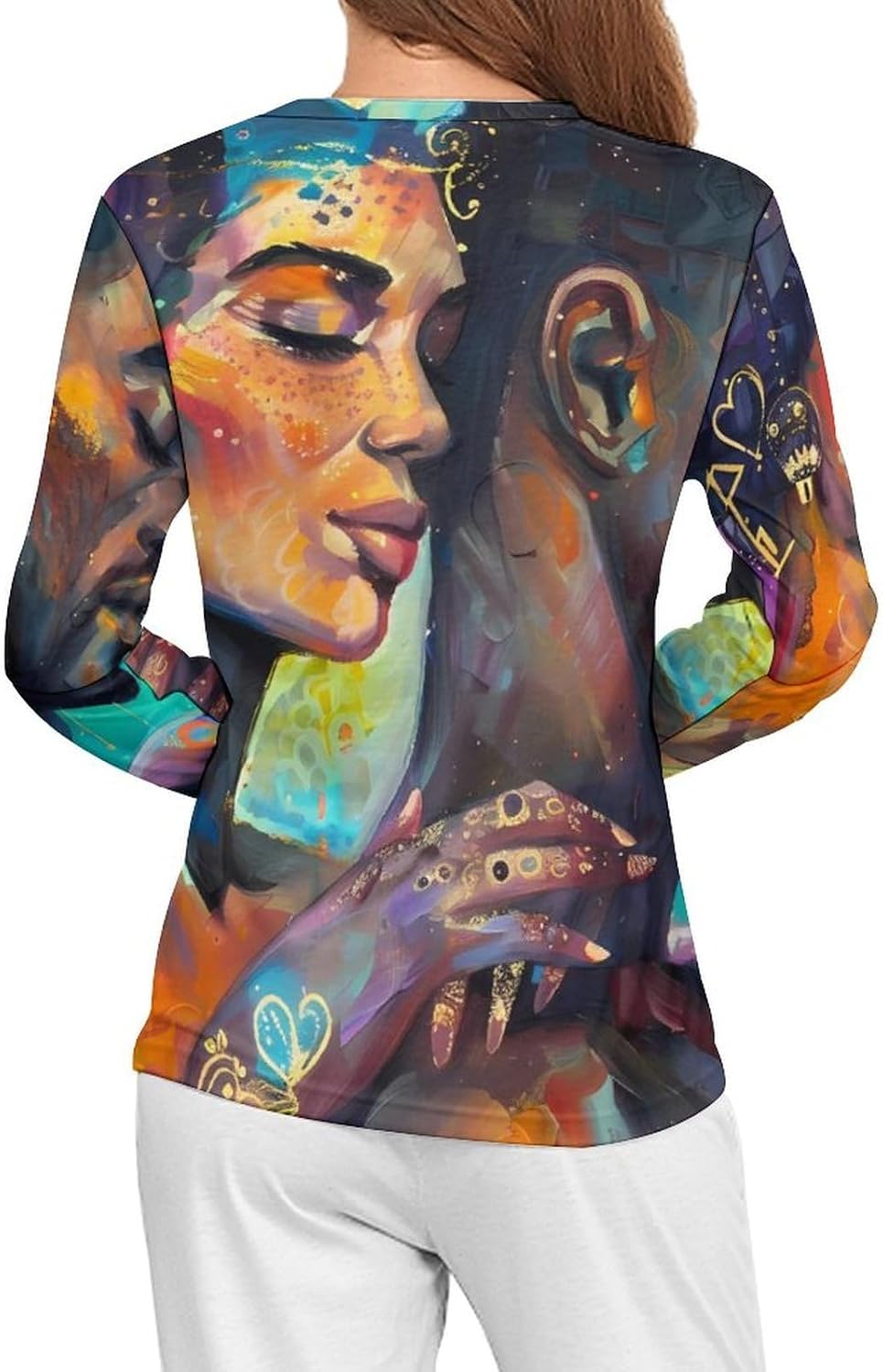African Queen King Painting Women's Pajama Top Sleepwear Pajamas Sleep T-Shirt Long Sleeve Shirt Crewneck Tee