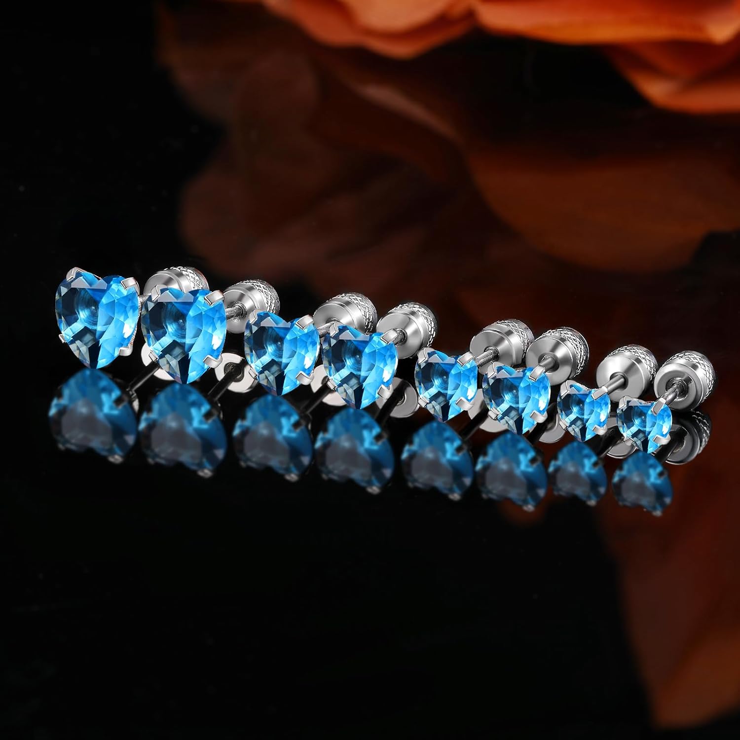 VOLUKA Valentine's Day Pack of Titanium Heart Shape Cubic Zirconia Screw Back Stud Earrings for Women Hypoallergenic - Image 5