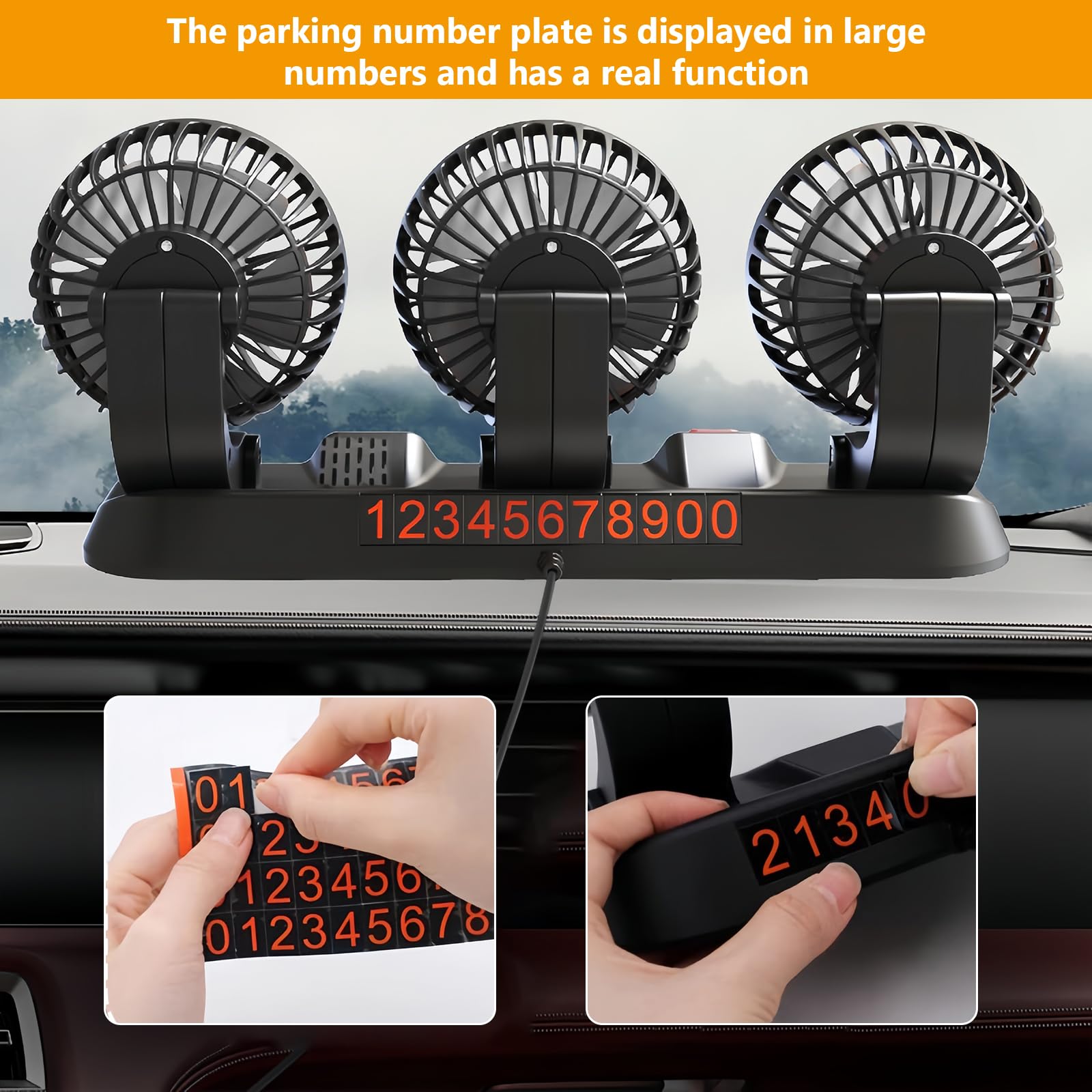 BORDEAG Ventilatore Elettrico per Auto,360°12V 24V Ventola Clip-On Regolabile,Ventilatore USB Auto Portatile,Ricaricabile Ventilatore da Tavolo Silenzioso per Camper,Camion,Berlina/SUV/RV/Barca