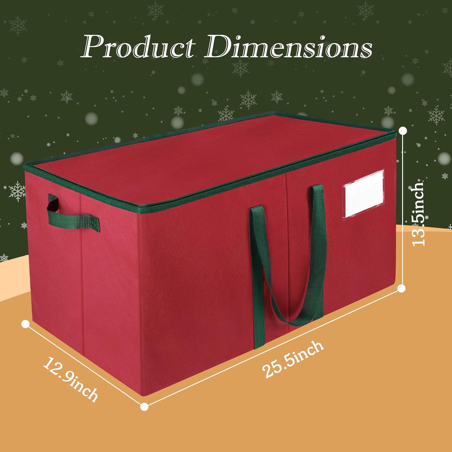 Christmas Ornament Storage Box, Store Up to 128 Ornaments, Durable Christmas Storage Container, Dual Zipper & Adjustable, Large Organizer Bin to Protect and Store Holiday Ornaments(Red)