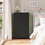 Somdot 6 Dressers Dressing pour Chambre,Tall Chest of Dressers,5 Organisateur de rangement Tier avec plateau en bois, cadre en métal pour le salon, Hallway, penderie, entrée, noir