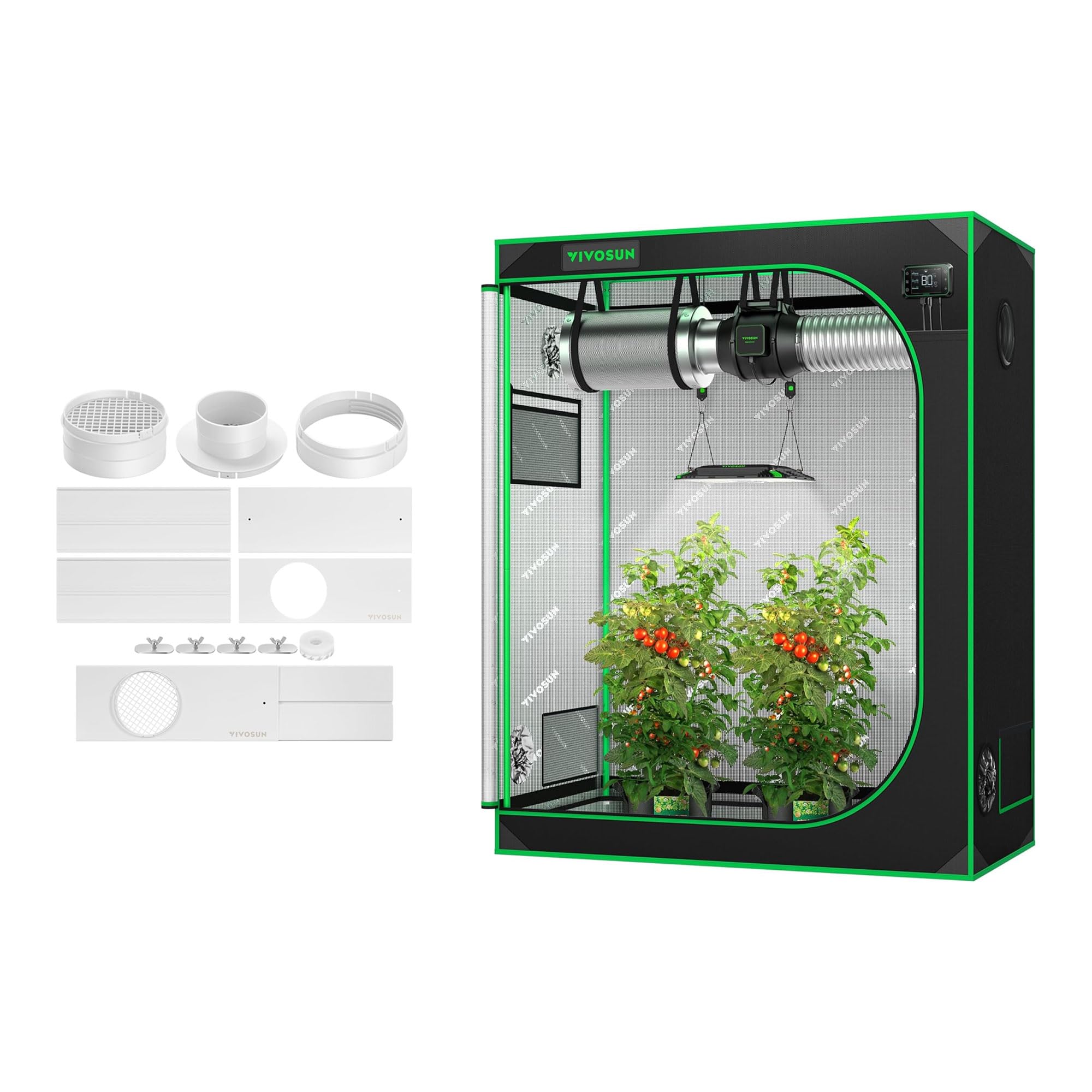 VIVOSUN S425 4x2 Grow Tent and Window Duct Kit, Portable AC Window Seal Kit, Fit with 4"/6" Ducting & 5.9" Hose for Sliding Window, Adjustable AC Vent Kit for Duct Fans