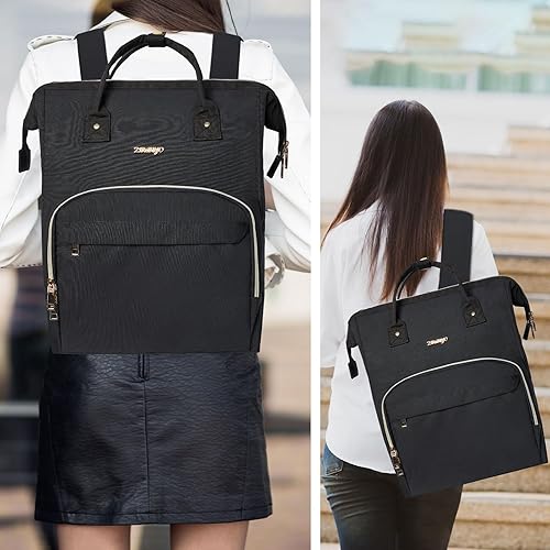 Miniatura 7 de Mochila para computadora portátil para mujer, mochila de viaje de moda para mujer, bolsa de trabajo para computadora,, Negro -, Classic
