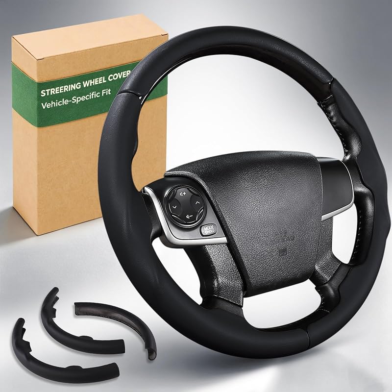Capa para volante Aimato em fibra de carbono para Toyota Camry LE XLE 2012–2014, preta, encaixe sob medida, 3 peças