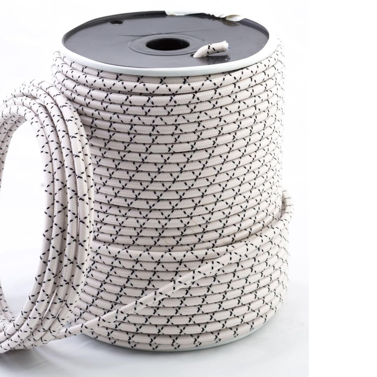 DC VOLTAGE White and Black 32.8ft Vintage 18 Gauge 3 Conductors Round Cable Fabric Cloth Covered Electrical Wire 10m 3 Core Textile Electric Cable Wire Coated in Color Vintage for Lighting DIY Project