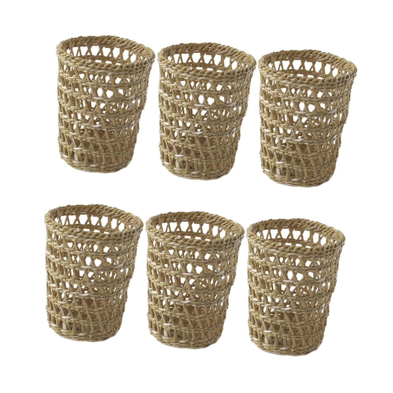 LABRIMP 6piezas Fundas para Tazas De Tejidas Mano Aislantes Térmicos De De para Bebidas Diseño Rústico y Natural