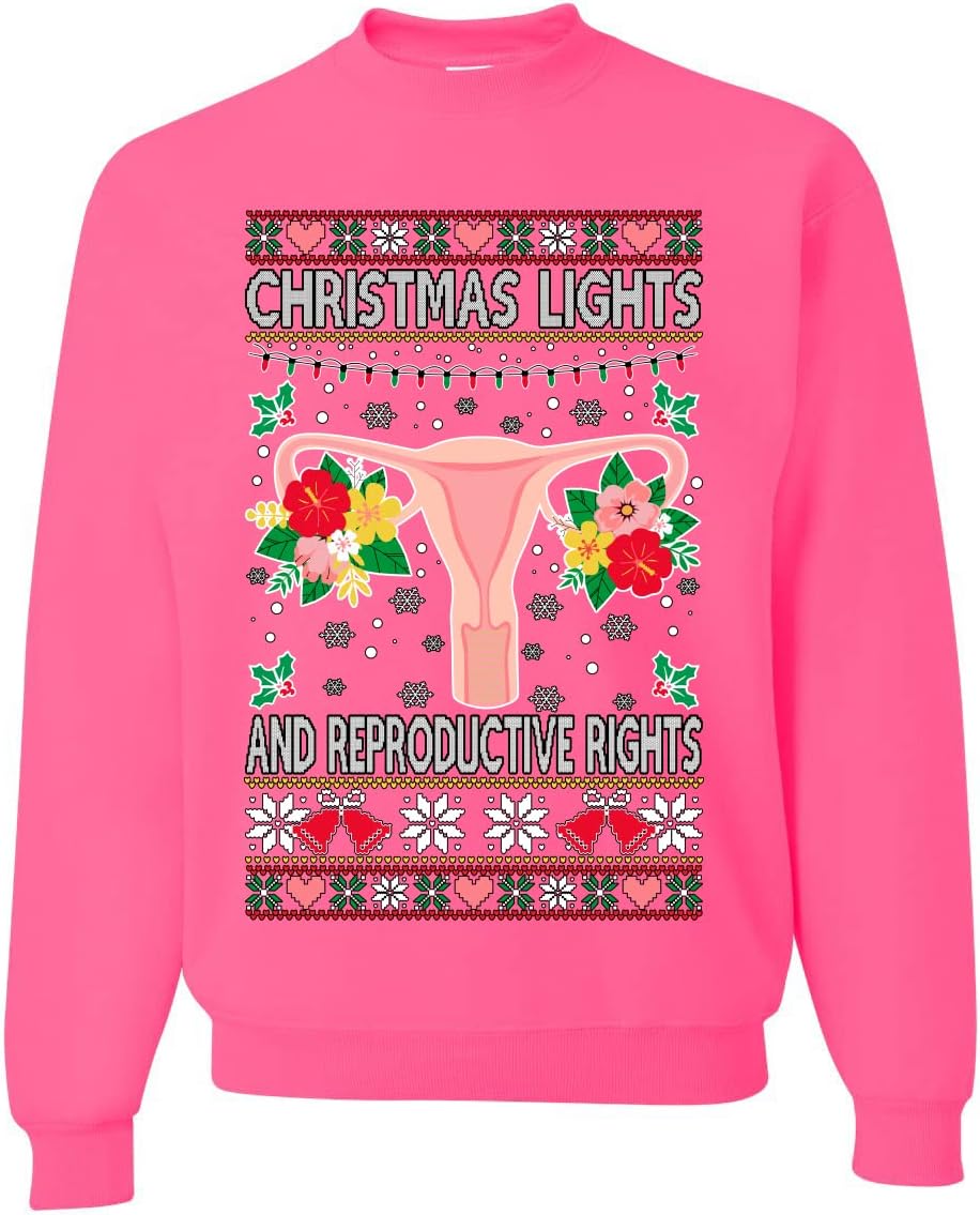 Wild Bobby Christmas Lights & Reproductive Rights Ugly Christmas Sweater Unisex Crewneck Graphic Sweatshirt