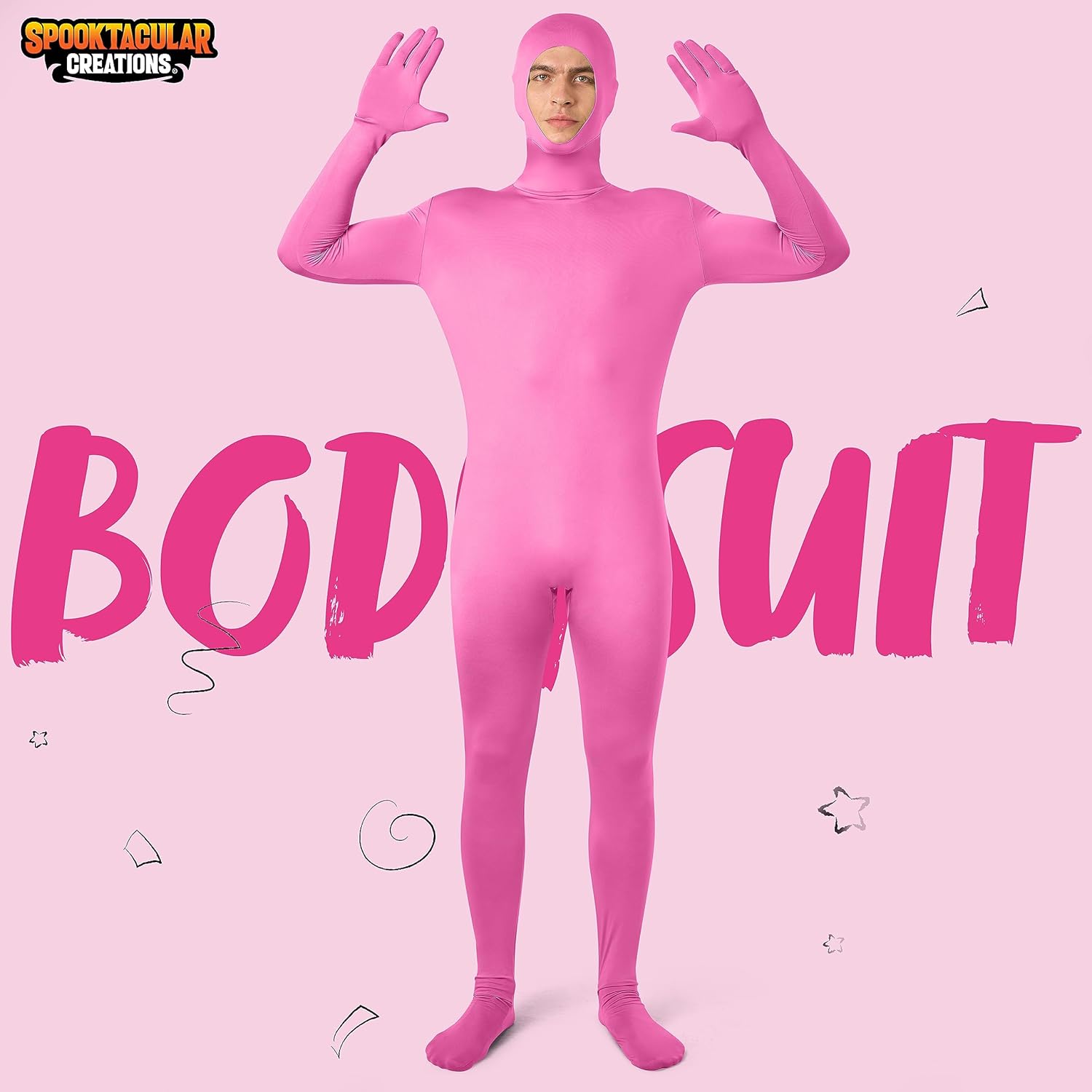 Spooktacular Creations Mens Halloween Costume Open Face Bodysuit Jumpsuit, Zentai Costume Bodysuit for Halloween Party - Image 2