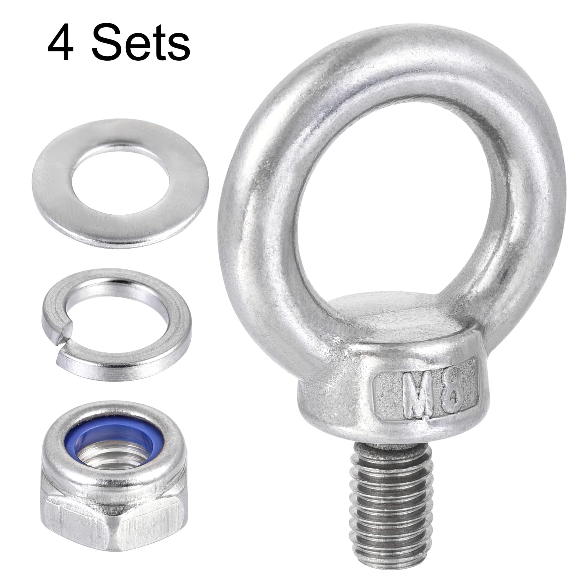 TA-VIGOR 4Pcs M8 x 14mm Lifting Long Eye Bolt, 304 Stainless Steel Wall Expansion Anchor Bolts - Image 3