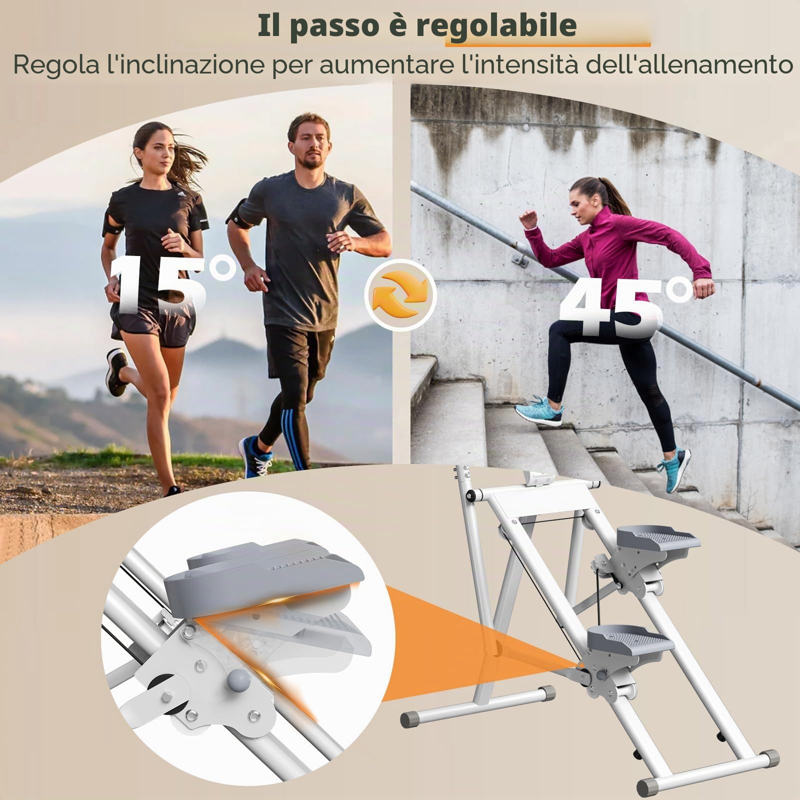 Stair Stepper Verticale Macchine,CEIEVER Stepper Fitness Casa con 3 Altezze Regolabili Pieghevole per Macchine Cardio Verticali Stair Stepper Per la Casa e l'ufficio