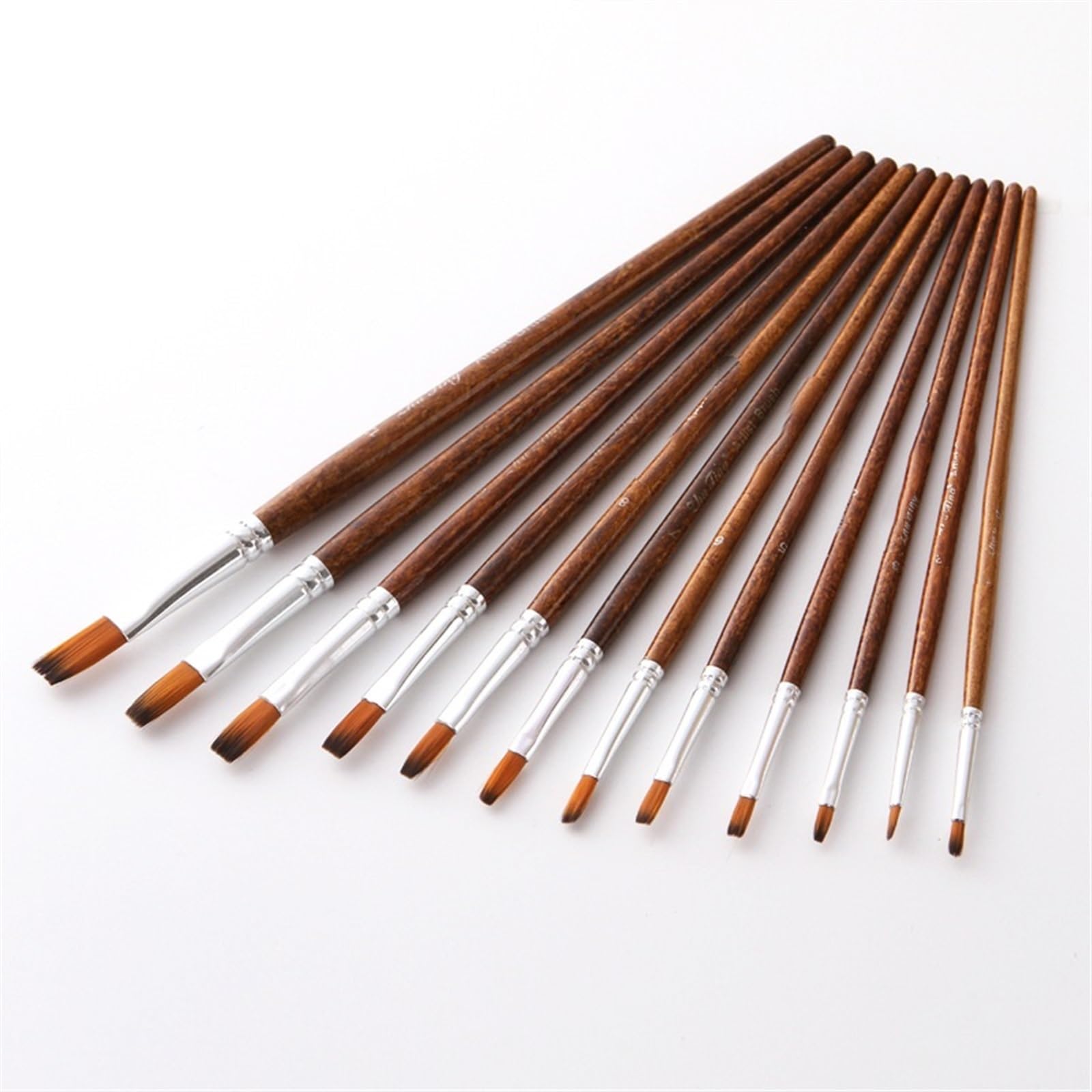 Pinceles para Pintar, 12 Piezas de Pelo de Nailon con Mango de Madera, Juego de Pinceles para Acuarela para Aprender a Pintar al óleo y acrílico, suministr,One Color-6