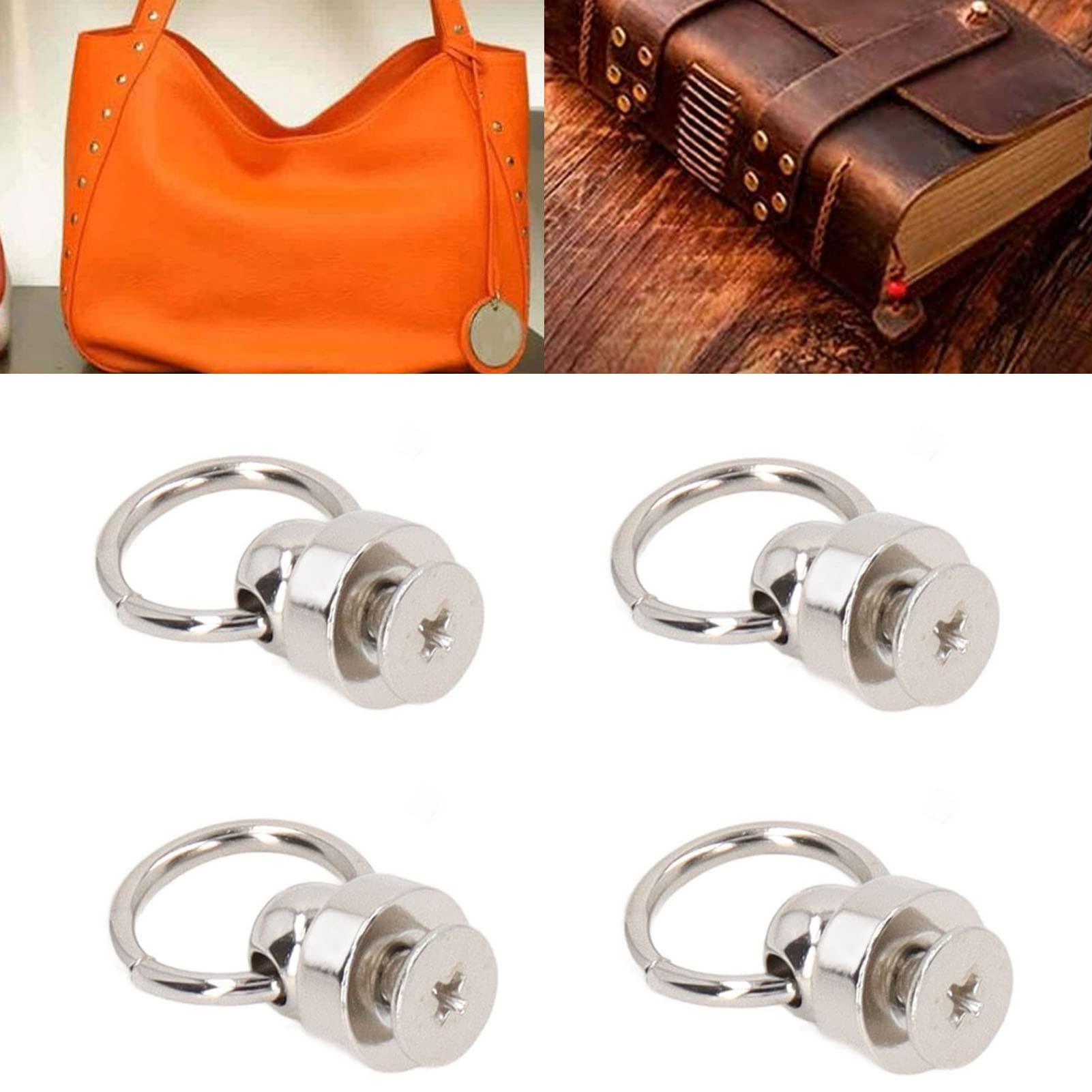 Remaches de Latón, 200 Juegos de Tachuelas de Bola de Monedero de 9 mm Remaches de Botón de Anillo de Tiro Grande para DIY Ropa Bolsas Zapatos Artesanía de Cuero, Plata (Plata)
