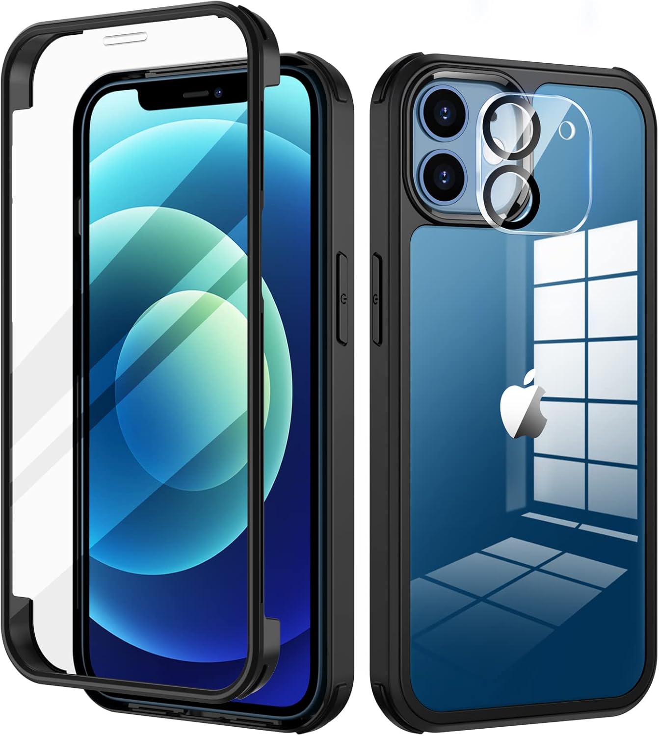 seacosmo for iPhone 12 Case, [Builtin 9H Tempered Glass Screen