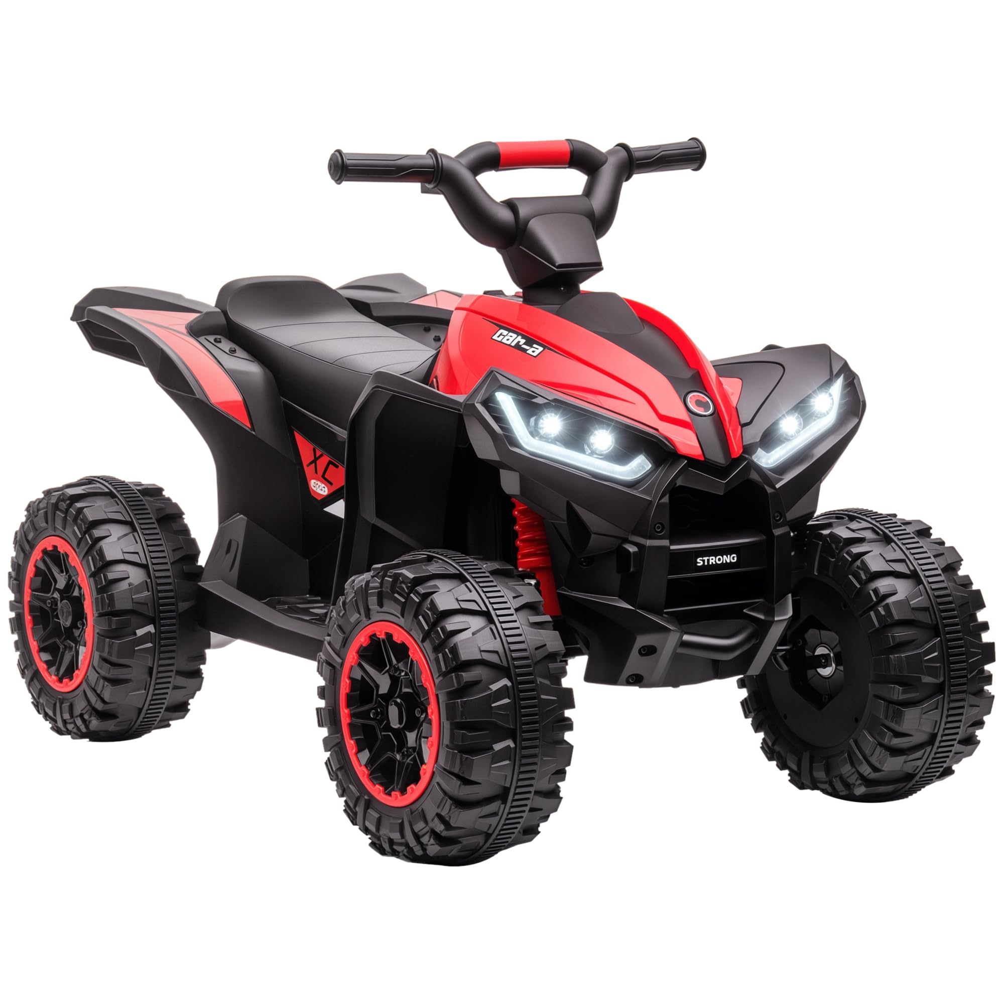 HOMCOM Quad Elettrico per Bambini 12V ATV, Macchina Elettrica con Doppio Motore e 2 Velocità, Ruote Larghe con Fari LED, Clacson e Musica, Età 3-5 Anni, Rosso