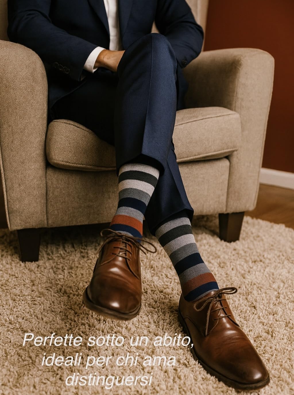 Lucchetti Socks Milano Lot de 6 Paires de Chaussettes Longues Chaudes en Coton pour Homme à Pois Colorés Tendance à Motifs Mode Made in Italy